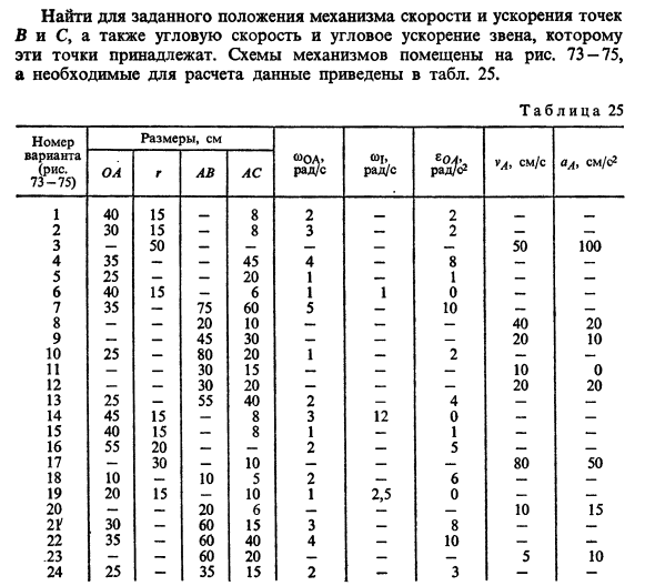 Задача 12. Найти для заданного положения механизма скорости
