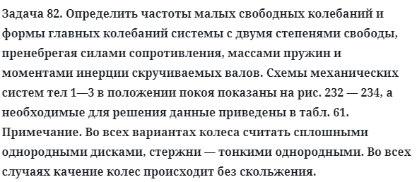 Задача 82. Определить частоты малых свободных колебаний
