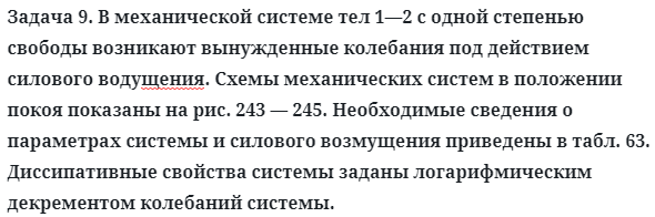 Задача 9. В механической системе тел 1—2 с одной степенью свободы
