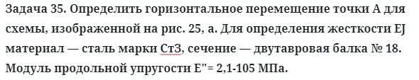 Задача 35. Определить горизонтальное перемещение точки А для