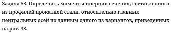 Задача 53. Определить моменты инерции сечения, составленного
