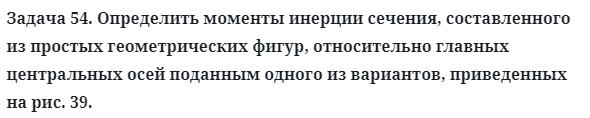 Задача 54. Определить моменты инерции сечения, составленного из
