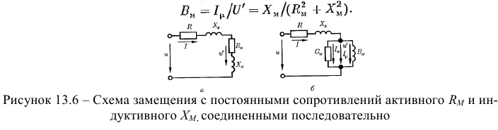 Схемы замещения катушки с ферромагнитным сердечником