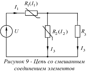 Расчёт смешанного соединения элементов электрической цепи