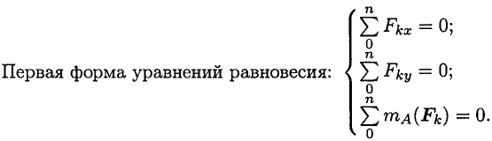 Условие равновесия произвольной плоской системы сил