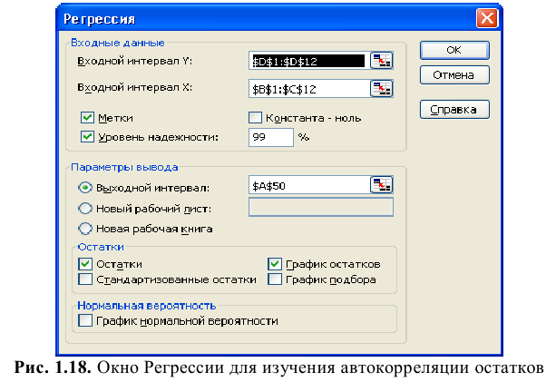 Решение задач по эконометрике в Excel