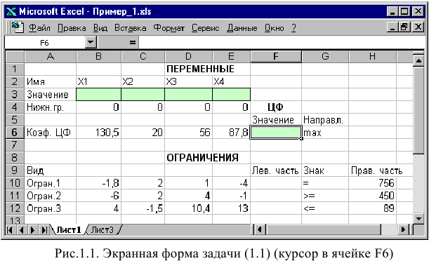 Линейное программирование в Excel задачи с решением