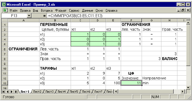 Линейное программирование в Excel задачи с решением