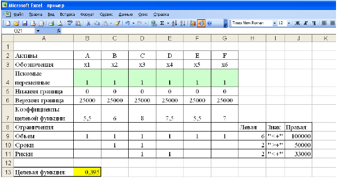 Линейное программирование в Excel задачи с решением