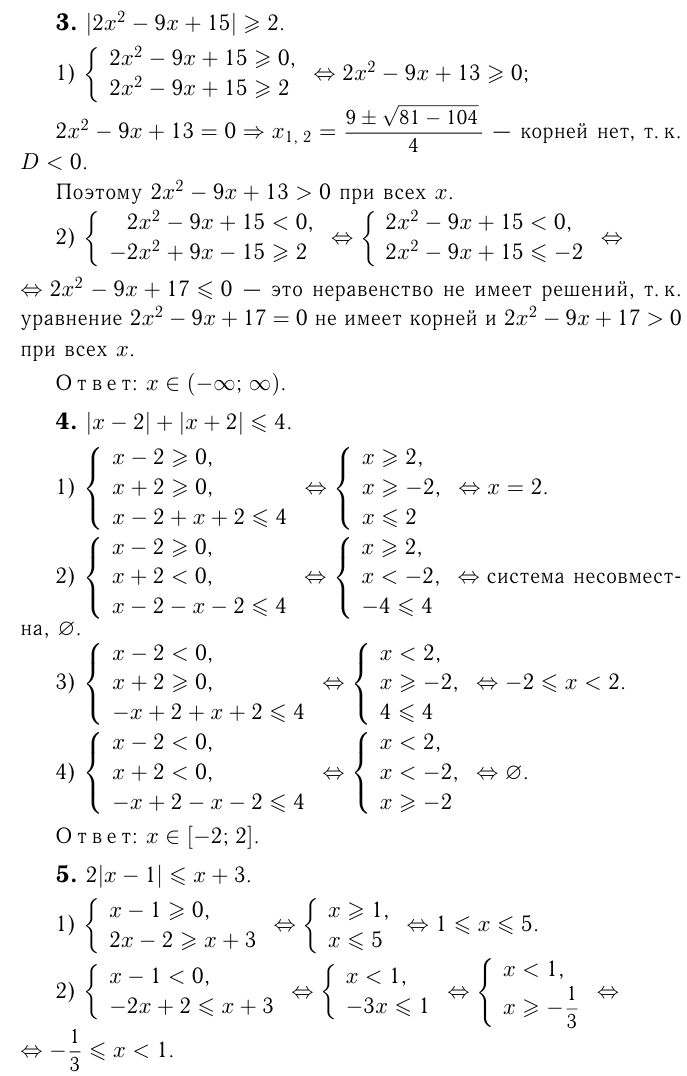 Решение неравенств с модулем