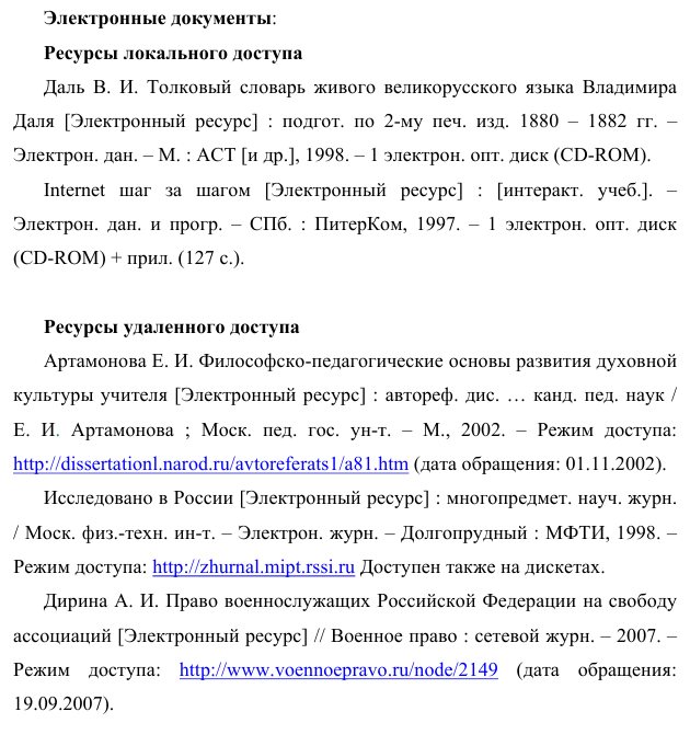 Список литературы в реферате