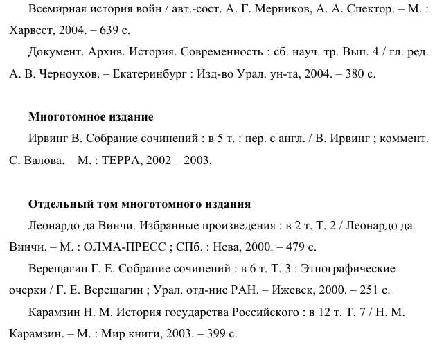 Пример оформления списка литературы для реферата