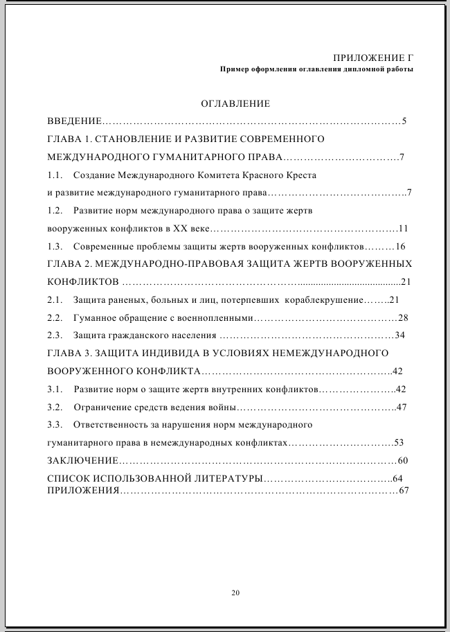 Пример оформления оглавления дипломной работы