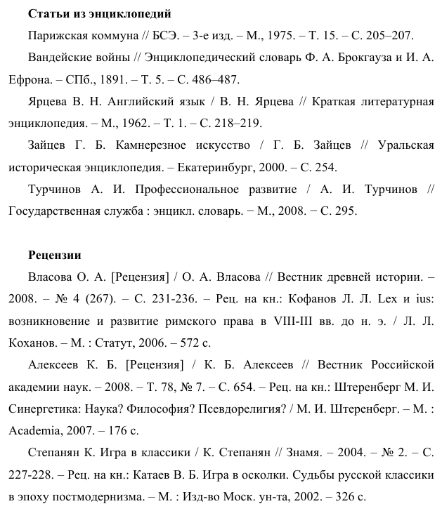 Пример оформления списка литературы для реферата