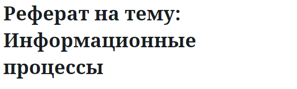 Реферат на тему: Информационные процессы 