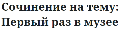 Сочинение на тему: Первый раз в музее