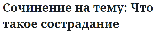 Сочинение на тему: Что такое сострадание