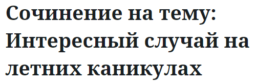 Сочинение на тему: Интересный случай на летних каникулах