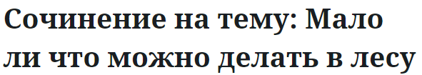 Сочинение на тему: Мало ли что можно делать в лесу