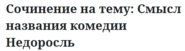 Сочинение на тему: Смысл названия комедии Недоросль