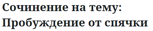 Сочинение на тему: Пробуждение от спячки