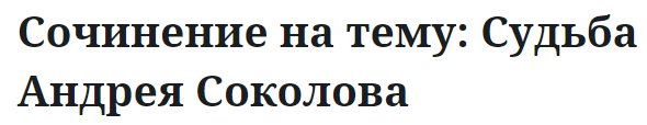 Сочинение на тему: Судьба Андрея Соколова