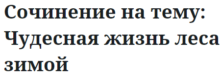 Сочинение на тему: Чудесная жизнь леса зимой