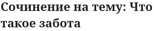 Сочинение на тему: Что такое забота