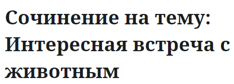 Сочинение на тему: Интересная встреча с животным