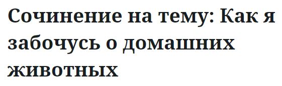 Сочинение на тему: Как я забочусь о домашних животных