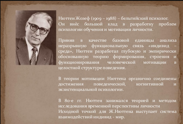 Жозеф Нюттен, бельгийский психолог - Жозеф Нюттен о мотивации