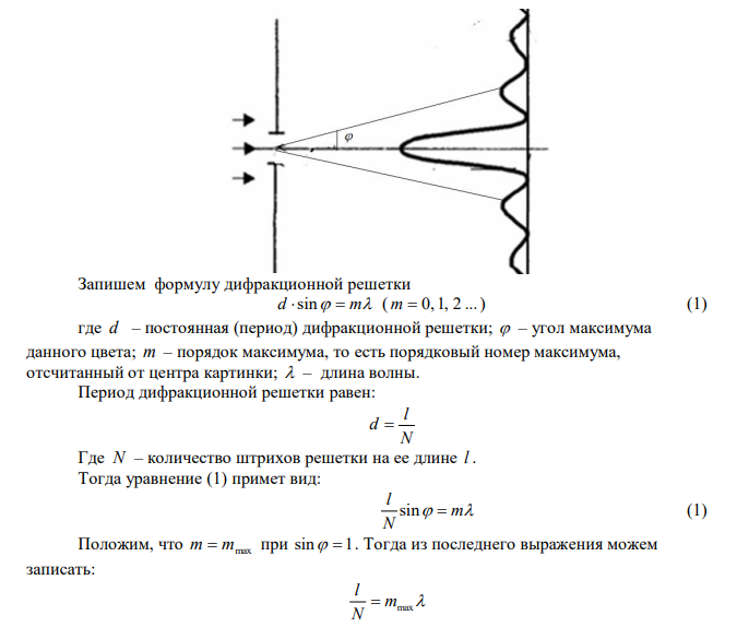 На дифракционную решетку длиной 2 мм, содержащую 2000 штрихов, падает нормально монохроматический свет с длиной волны 550 нм. Определите: 1) число максимумов, наблюдаемых в спектре дифракционной решетки; 2) угол, соответствующий последнему максимуму. 