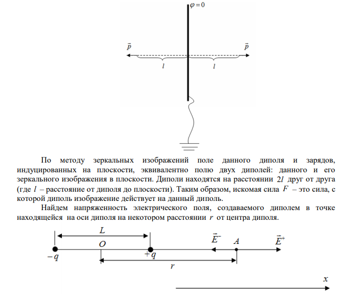  Заряженное физическое тело, обладающее зарядом q , линейной плотностью заряда  или электрическим моментом p , находится на расстоянии l от заземленной бесконечной металлической поверхности. Сила взаимодействия физического тела с плоскостью равна F (для бесконечно длинной нити – это сила, действующая на единицу длины). Определить неизвестную величину. 