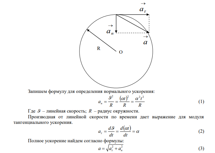  Точка движется по окружности со скоростью  t , где с м   0,5 . Найдите ее полное ускорение в момент, когда она пройдет n  0,1 длины окружности после начала движения. 