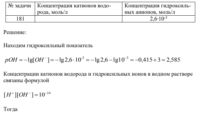 Рассчитайте концентрацию Н+ (ОН- ), водородный и гидроксильный показатели раствора (таблица 8). Какова реакция среды раствора (кислая, нейтральная или щелочная)? Как окрасятся метиловый оранжевый, фенолфталеин и лакмус в растворе? 