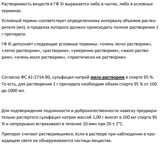  Сульфацил - натрий (сульфацетамид натрий) Растворимость в спирте. Реакции на подлинность Б и В. Испытание на чистоту: цветность раствора, хлориды. Количественное определение. 
