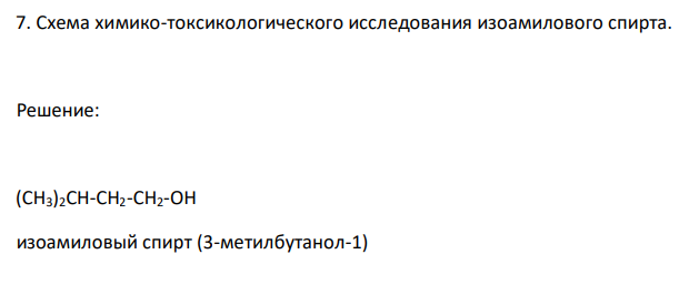  Схема химико-токсикологического исследования изоамилового спирта. 