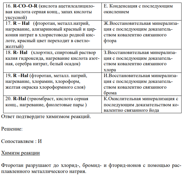 Соотнесите функциональную группу, реактивы и внешний эффект с типом реакции, используемой для доказательства подлинности лекарственных средств 