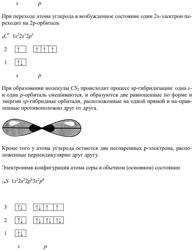 Используя метод ВС, объясните строение молекулы CS2. Определите тип гибридизации. Какую геометрическую конфигурацию имеет молекула? Почему электрический момент диполя равен нулю ? 