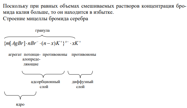 Напишите формулы мицелл, полученных сливанием равных объемов электролитов 0,01 н.