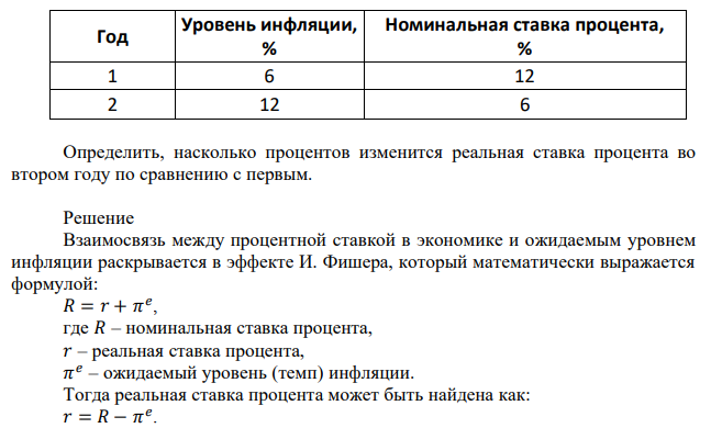 Определить, насколько процентов изменится реальная ставка процента во втором году по сравнению с первым. 