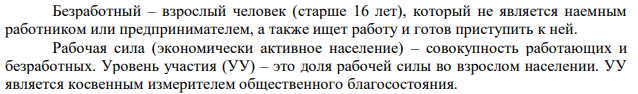 В стране проживает 5 млн человек, из которых 3 млн составляет трудоспособное население. Известно, что уровень участия в рабочей силе равен 70%, а уровень занятости – 85%. Определите численность безработных страны. 