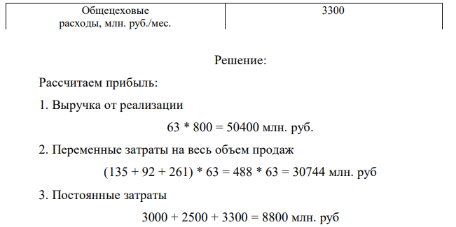 Определить: 1. Прибыль и рентабельность оборота (продаж) при текущем объеме реализации продукции. 