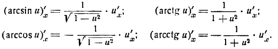 Формулы дифференцирования