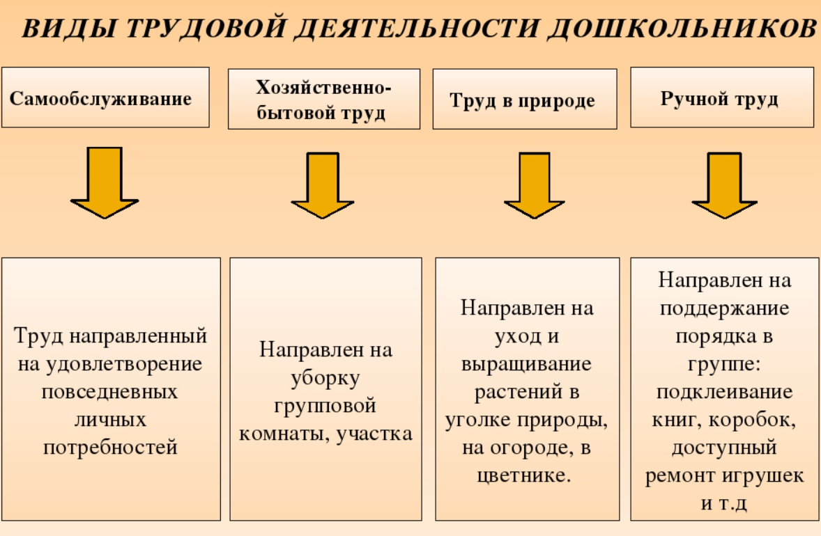 Виды трудовой деятельности дошкольников - Труд детей