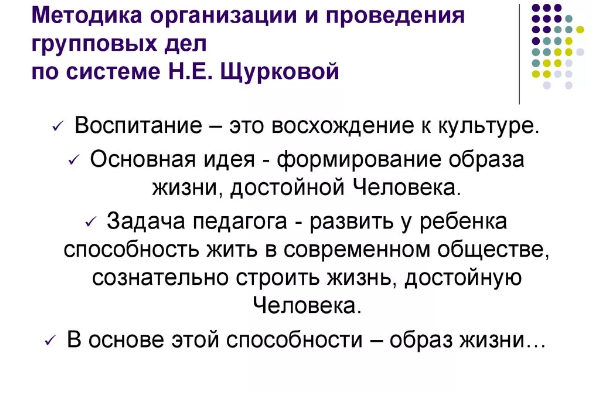 Методика, организация и проведение групповых дел по Н.Е. Щурковой - Время требует профессионализма от педагога 