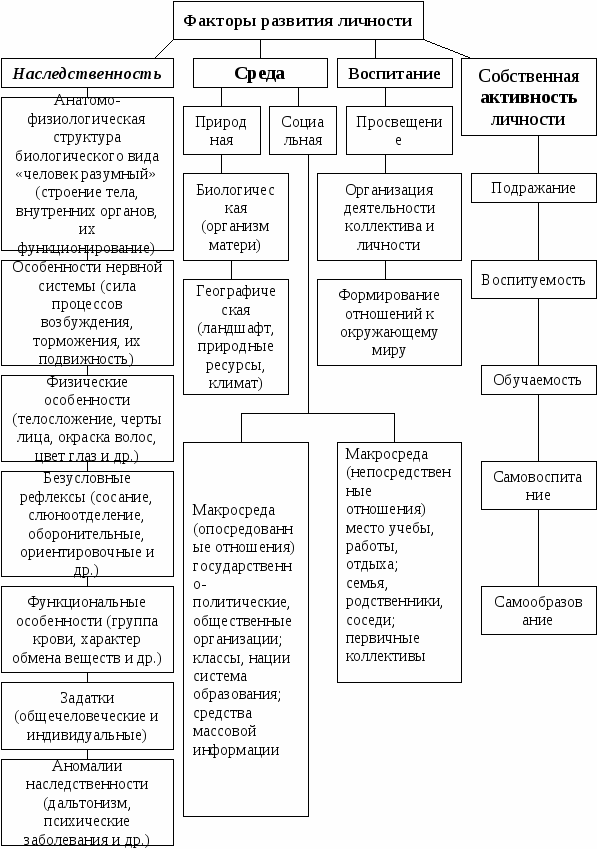 Ведущие факторы развития личности: наследственность, среда, воспитание - Факторы развития личности