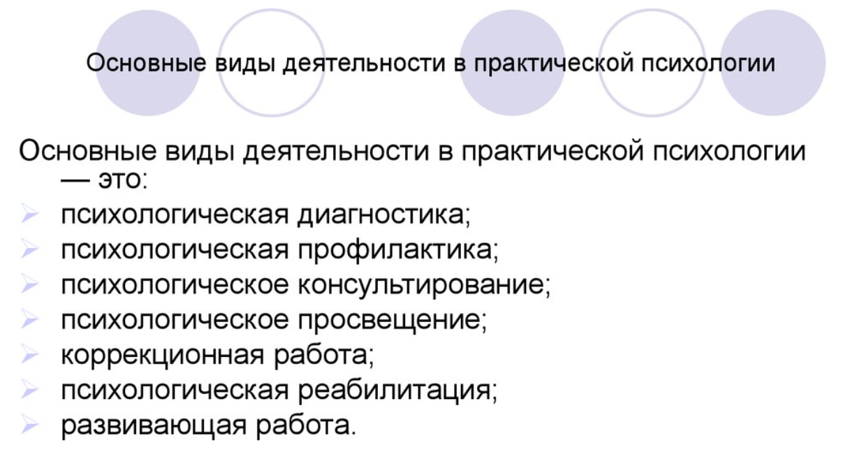 Практическая деятельность психолога - Основные  задачи деятельности практических психологов